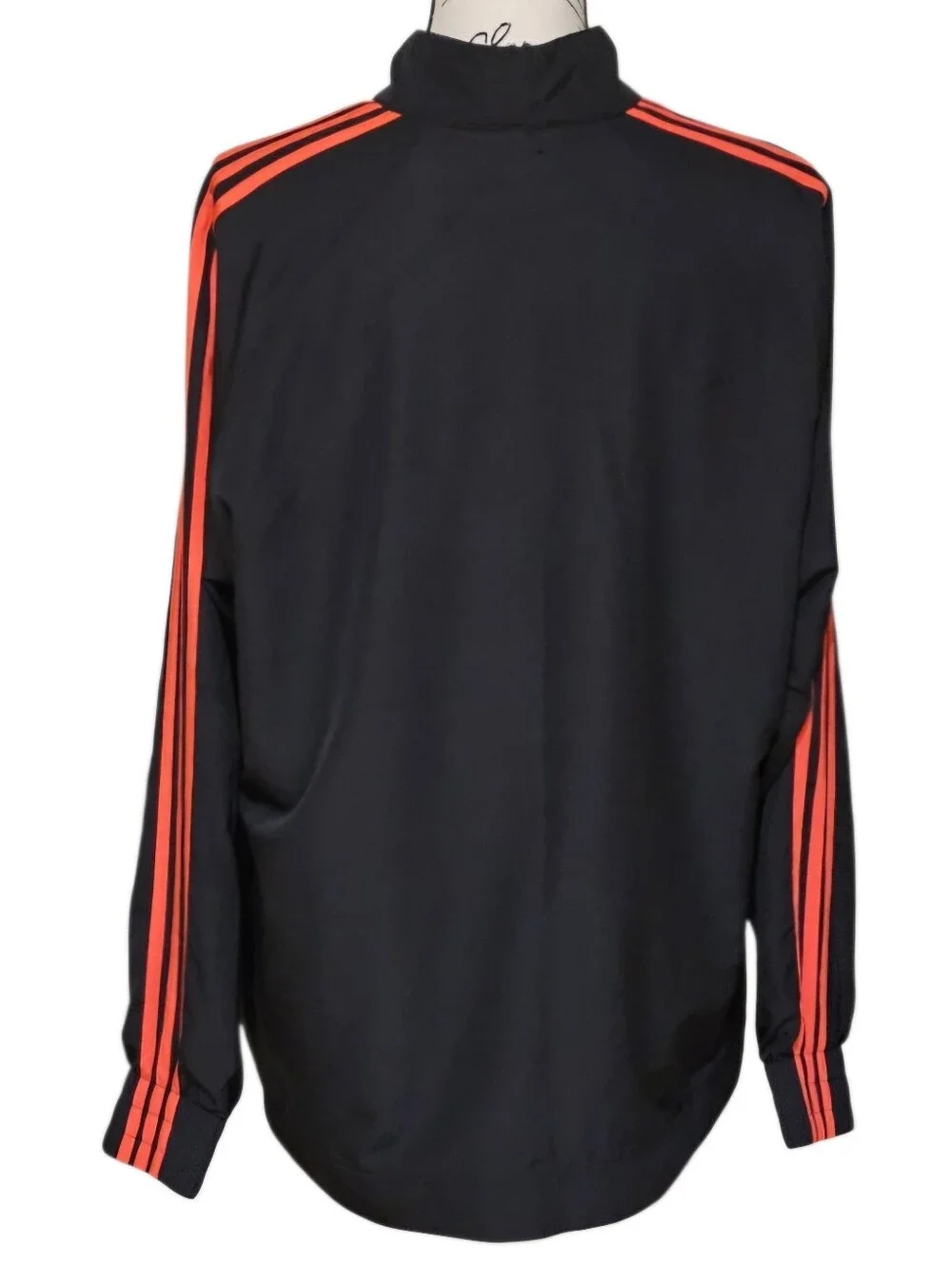 Adidas Vintage Black Jacket with Dark Coral Stripes